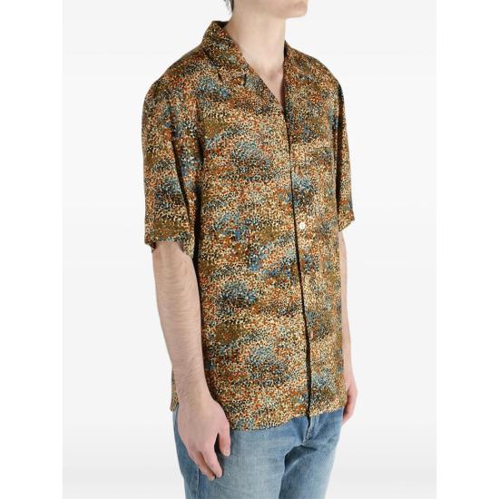 26SS 생로랑 반팔 셔츠 860621 Y2N18 2202 BROWN - SAINT LAURENT