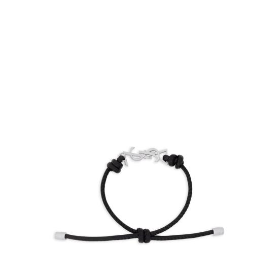 26SS 생로랑 브레이슬릿 861459 AAEKF 1000 SILVER BLACK - SAINT LAURENT