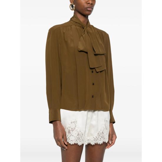 26SS 생로랑 블라우스 861926 Y100W 3304 BROWN - SAINT LAURENT