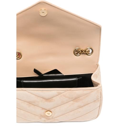 26SS 생로랑 루루 스몰 마틀라세 스웨이드 숄더백 801437 AAEY6 9295 NEUTRALS - SAINT LAURENT
