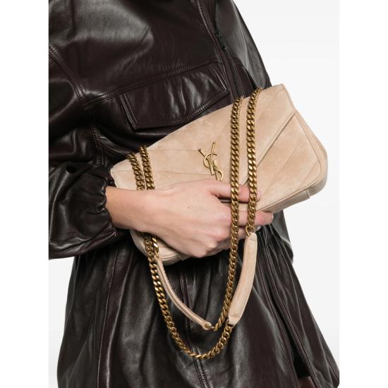 26SS 생로랑 루루 스몰 마틀라세 스웨이드 숄더백 801437 AAEY6 9295 NEUTRALS - SAINT LAURENT