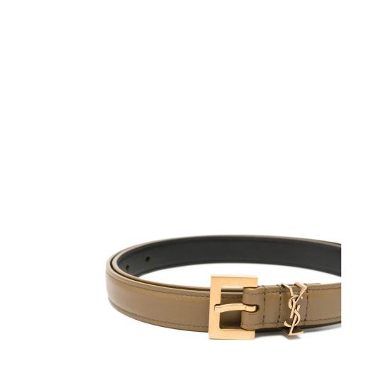 25FW 생로랑 카산드라 씬 스퀘어 버클 벨트 554465 BOO0W 3397 GREEN - SAINT LAURENT