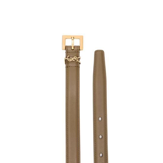 25FW 생로랑 카산드라 씬 스퀘어 버클 벨트 554465 BOO0W 3397 GREEN - SAINT LAURENT