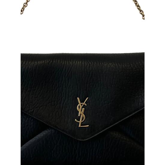25FW 생로랑 체인 램스킨 카산드라 XXL 엔벨로프 파우치 841702 AACYT 1000 BLACK - SAINT LAURENT