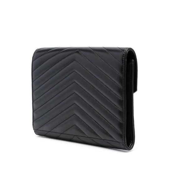 25FW 생로랑 카산드라 마틀라세 플랩 파우치 759533 AAA44 1000 BLACK - SAINT LAURENT