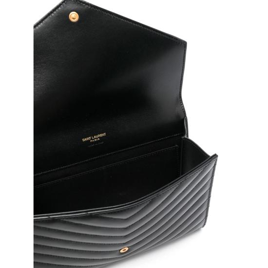 25FW 생로랑 카산드라 마틀라세 플랩 파우치 759533 AAA44 1000 BLACK - SAINT LAURENT