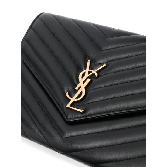 25FW 생로랑 카산드라 마틀라세 플랩 파우치 759533 AAA44 1000 BLACK - SAINT LAURENT