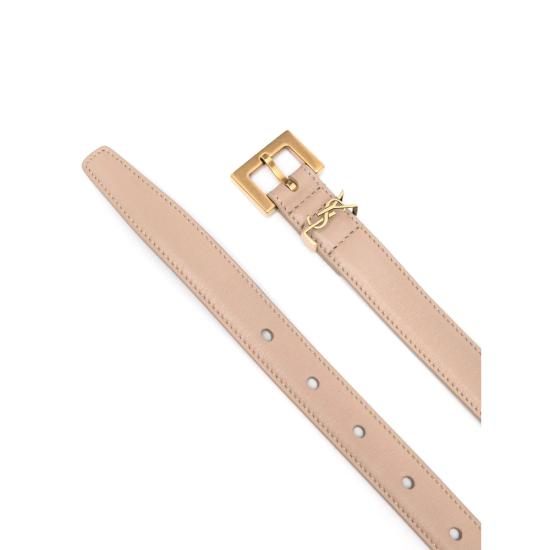 25FW 생로랑 카산드라 씬 스퀘어 버클 벨트 554465 BOO0W 2721 NEUTRALS - SAINT LAURENT