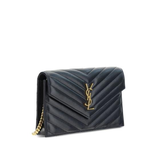 25FW 생로랑 램스킨 카산드라 엔벨로프 체인 월렛 742920 AAA44 1000 BLACK - SAINT LAURENT