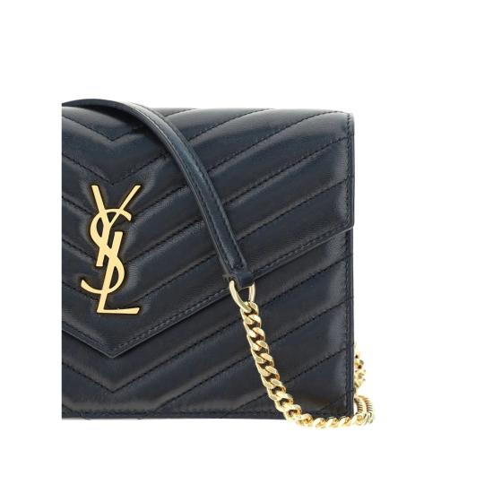 25FW 생로랑 램스킨 카산드라 엔벨로프 체인 월렛 742920 AAA44 1000 BLACK - SAINT LAURENT