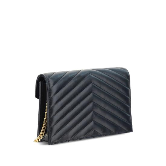 25FW 생로랑 램스킨 카산드라 엔벨로프 체인 월렛 742920 AAA44 1000 BLACK - SAINT LAURENT