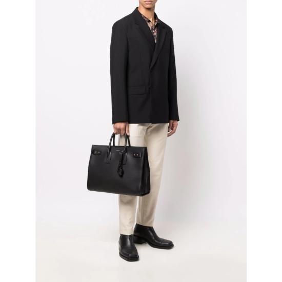 25FW 생로랑 삭 드 주르 씬 라지 백 그레인 레더 631526 DTI0W 1000 BLACK - SAINT LAURENT