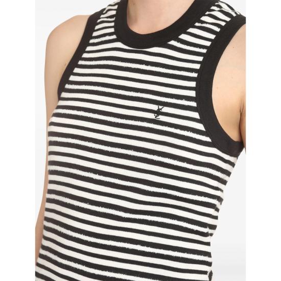 26SS 생로랑 민소매 티셔츠 743660 Y37KT 1095 BLACK WHITE - SAINT LAURENT