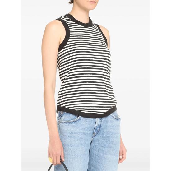 26SS 생로랑 민소매 티셔츠 743660 Y37KT 1095 BLACK WHITE - SAINT LAURENT