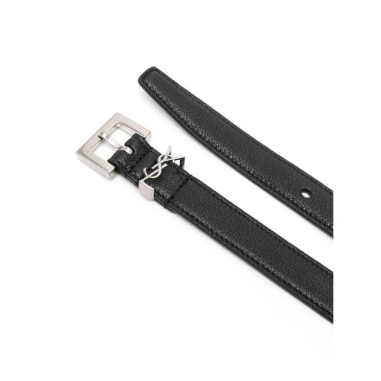 25FW 생로랑 가죽 벨트 612616 BRM0E 1000 BLACK
