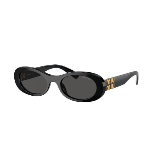 26SS 미우미우 선글라스 0Mu 06Zs 타원형 프레임 블랙 아세테이트 - MIU MIU