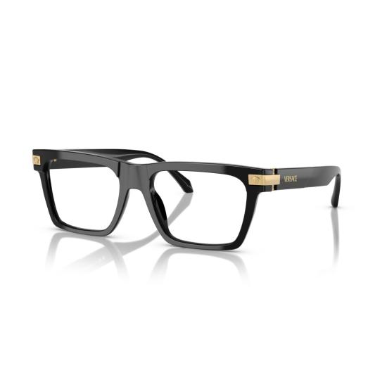 26SS 베르사체 안경 0Ve3354 직사각형 검정색 아세테이트 안경 - VERSACE