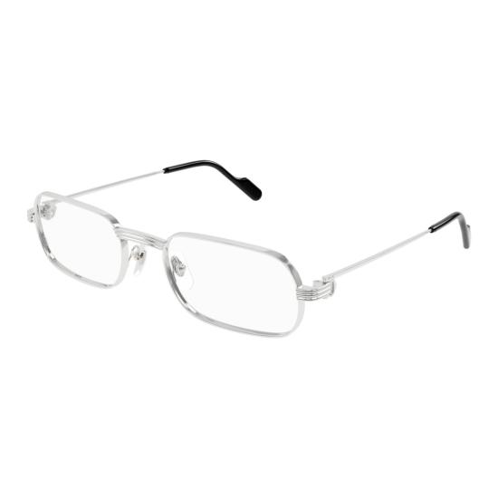 25FW 까르띠에 안경 Ct0556o 광택 실버 직사각형 안경 - CARTIER