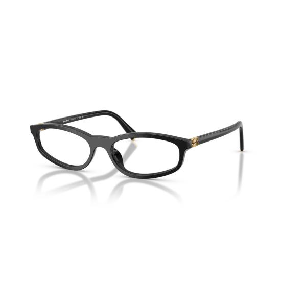 26SS 미우미우 안경 0Mu 01Zv 직사각형 검정색 아세테이트 안경 - MIU MIU