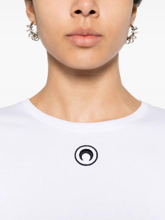 26SS 마린세르 문 로고 저지 베이비핏 티셔츠 WTT012A CJER0008WH10 Bianco - MARINE SERRE