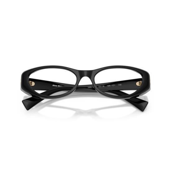 26SS 미우미우 안경 0Mu 03Zv 타원형 프레임 블랙 아세테이트 - MIU MIU