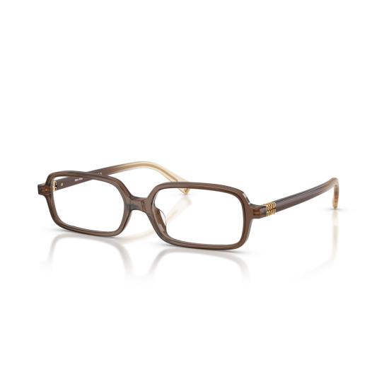 26SS 미우미우 안경 0Mu 01Yv 반투명 갈색 아세테이트 직사각형 안경 - MIU MIU