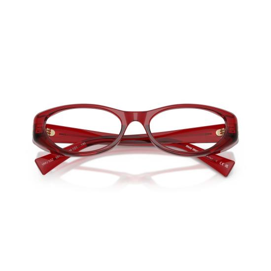 26SS 미우미우 안경 0Mu 03Zv 반투명 레드 아세테이트 타원형 프레임 - MIU MIU