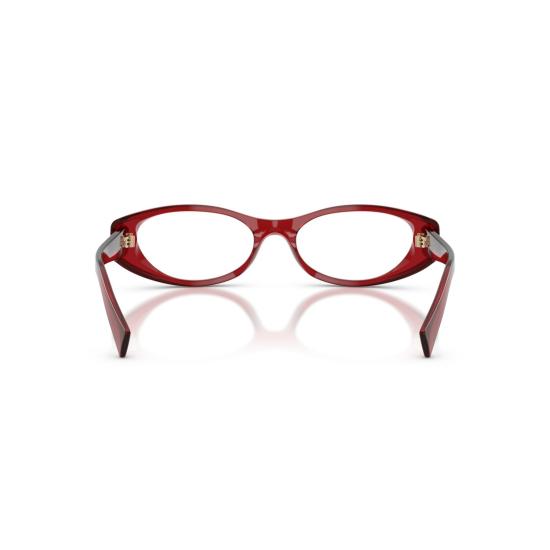 26SS 미우미우 안경 0Mu 03Zv 반투명 레드 아세테이트 타원형 프레임 - MIU MIU
