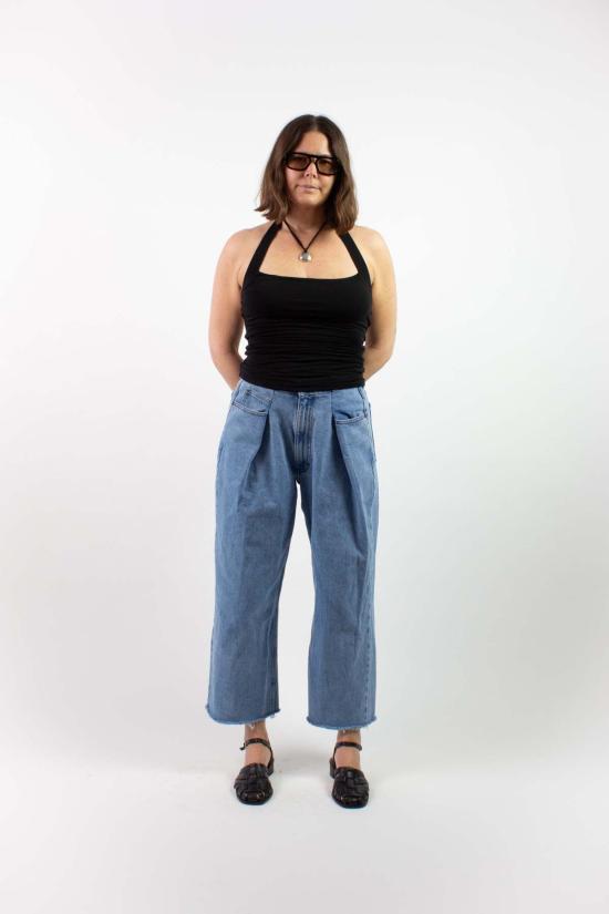  PROCHE 데님 팬츠 Proche 업사이클링 플리츠 프론트