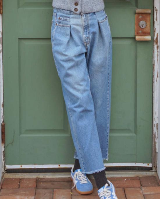  PROCHE 데님 팬츠 Proche 업사이클링 플리츠 프론트 - OTHER BRANDS