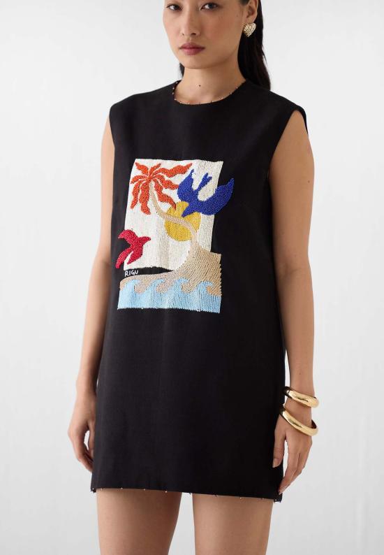  이키비 숏 원피스 사하라 나이트 숏 드레스 블랙 - IKKIVI