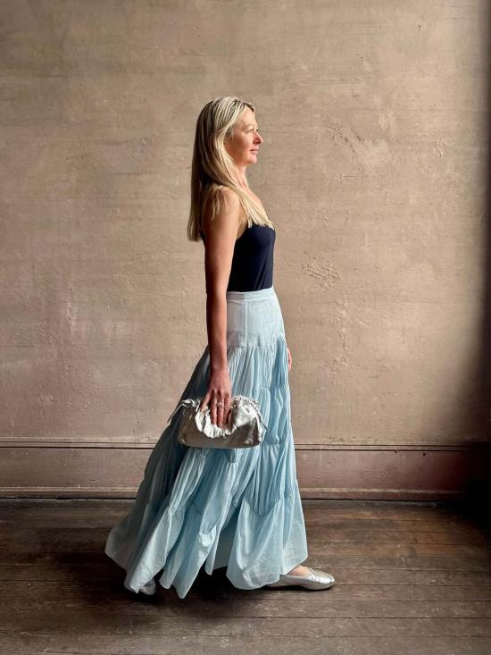  울라 존슨 롱 스커트 다비나 드롭 웨이스트 맥시 스커트 아드리아틱 블루 - ULLA JOHNSON