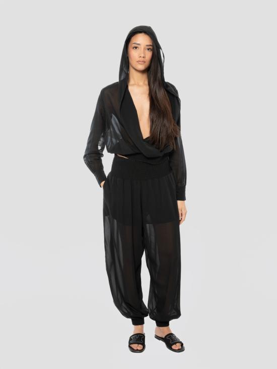 26SS 핑코 블라우스 Voile Semi Trasparente Nero의 탑콘 카푸치오 - PINKO