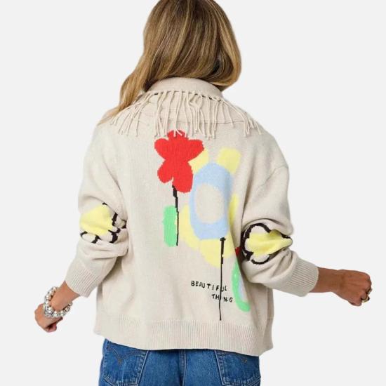  케리 로센탈 가디건 케리 로젠탈 프린지 숄 칼라