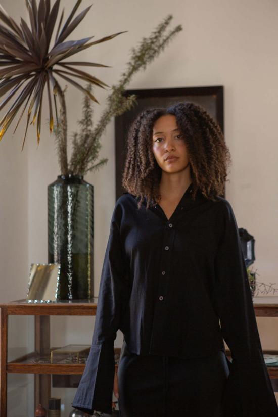  에리카 타노브 긴팔 티셔츠 에리카 타노프 아이보 코튼 프렌치 커프 셔츠 - ERICA TANOV