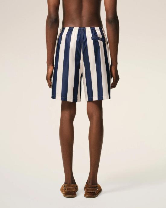 26SS 아미 롱 스트라이프 스윔수트 HBW316AW0027 A027 Blanc creme encre - AMI