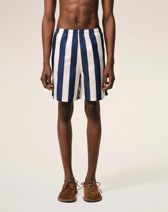 26SS 아미 롱 스트라이프 스윔수트 HBW316AW0027 A027 Blanc creme encre - AMI