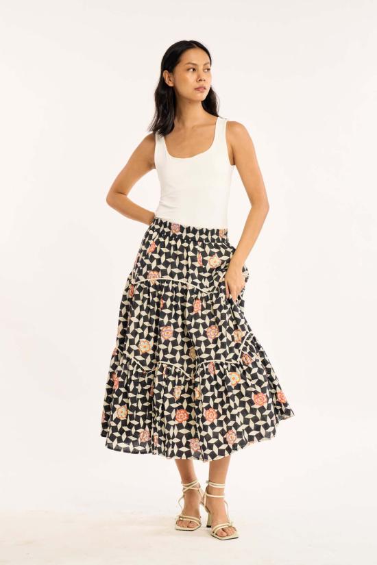  루주타 셰스 롱 원피스 모스 스커트 | 아틀라스 플로럴 - RUJUTA SHETH