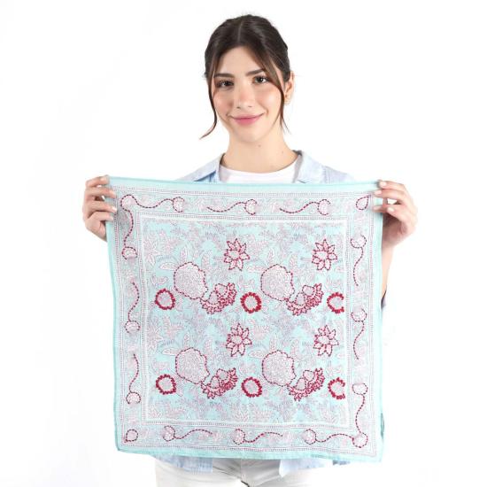  비스마야 머플러/스카프 블룸밍 피오니 반다나 스카이 라이트 - VISMAYA