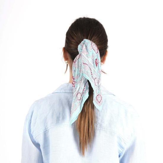  비스마야 머플러/스카프 블룸밍 피오니 반다나 스카이 라이트 - VISMAYA