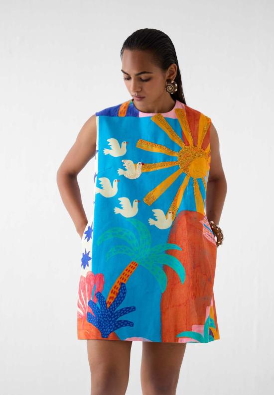  이키비 숏 원피스 코타 숏 드레스 블루 - IKKIVI