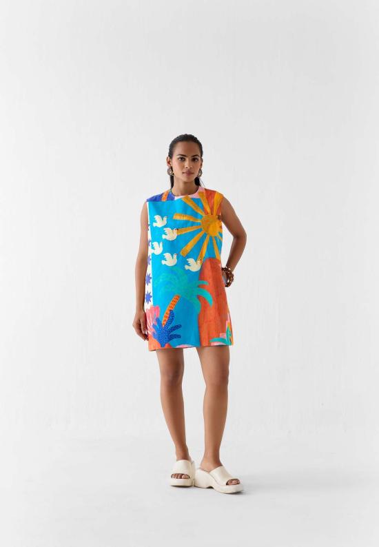  이키비 숏 원피스 코타 숏 드레스 블루