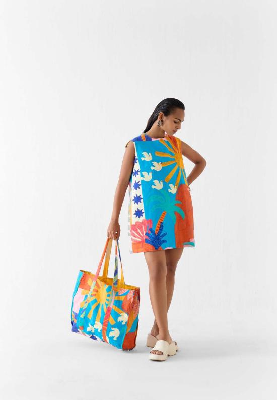  이키비 숏 원피스 코타 숏 드레스 블루 - IKKIVI