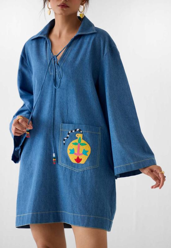  이키비 숏 원피스 인디고 숏 드레스 - IKKIVI