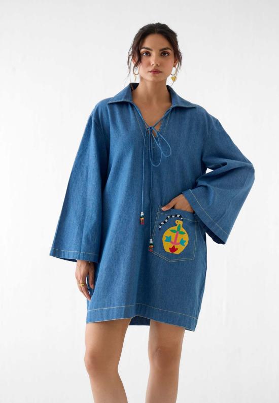  이키비 숏 원피스 인디고 숏 드레스 - IKKIVI