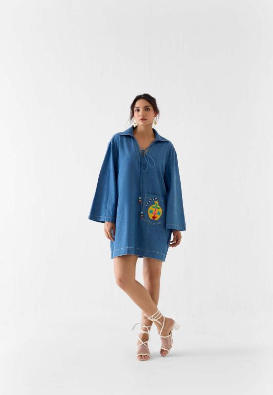  이키비 숏 원피스 인디고 숏 드레스