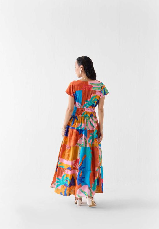  이키비 롱 원피스 코타 허리 조임 드레스 멀티 컬러 - IKKIVI