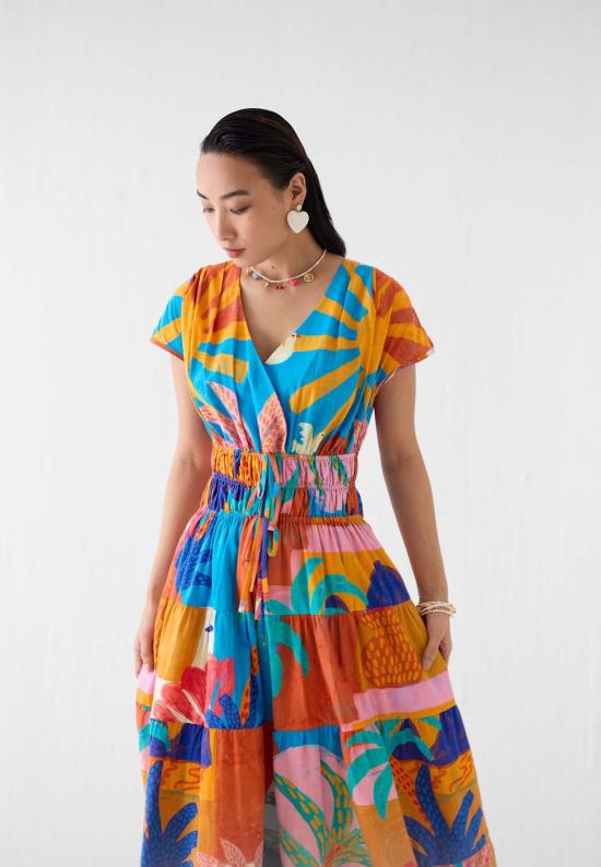  이키비 롱 원피스 코타 허리 조임 드레스 멀티 컬러 - IKKIVI