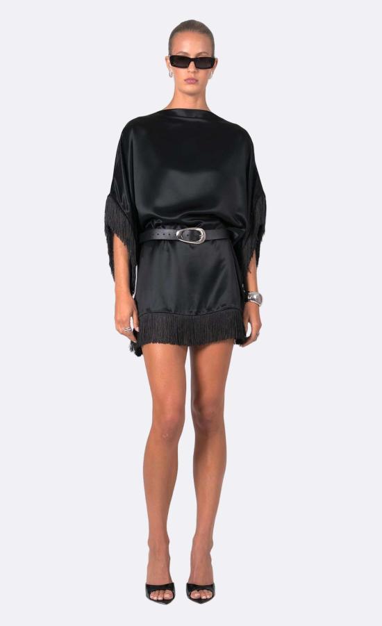  논살란트 레이블 숏 원피스 Nonchalant Label 위노나 드레스 블랙 - NONCHALANT LABEL