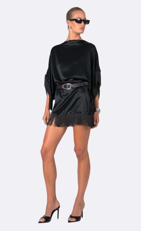  논살란트 레이블 숏 원피스 Nonchalant Label 위노나 드레스 블랙 - NONCHALANT LABEL